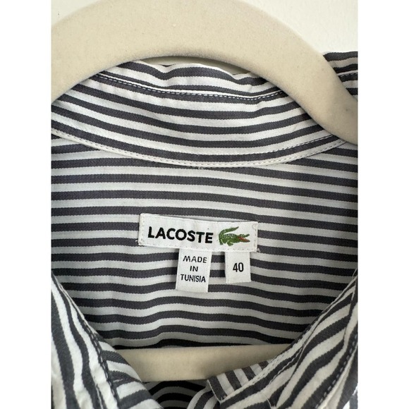 Lacoste Cotton Button Down Long Sleeved Shirt Size 40 High Low Hem - Picture 5 of 6